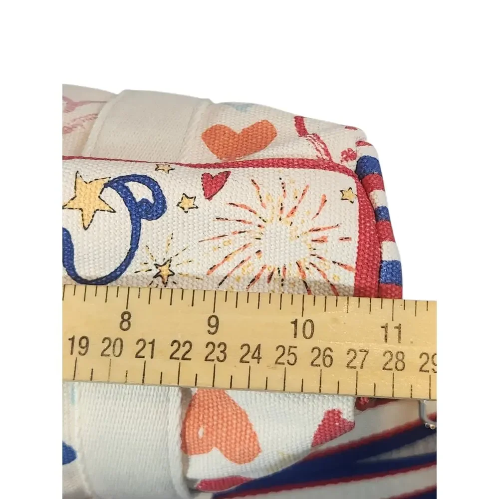 Brighton Love Heart Print Canvas Crossbody mini tote Red White Blue Strap